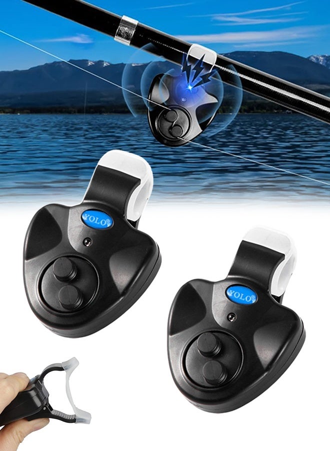 يولو أجهزة إنذار عضة السمك، قطعتان من مؤشرات عضة السمك الإلكترونية، أجراس تنبيه مثبتة على صنارة الصيد مع أضواء للصيد الليلي - Image 1